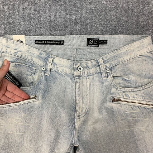 Obey Jeans Womens 31 Acid Wash Debbie Fit Low Waist Skinny Leg Zipper Pockets - Picture 3 of 14